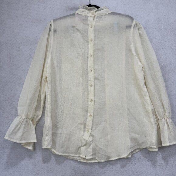 Sundance Once Upon A Dream Blouse Womens Large Ivory Long Sleeve Lace Victorian - Picture 7 of 8